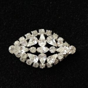 Vintage Estate Amsel Silvertone with Incredibly Clear Rhinestones Brooch Quality